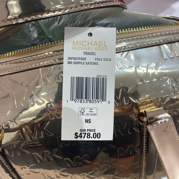 MICHAEL KORS Jet Set Medium Metallic Logo Debossed Satchel
Pale Gold
NWT - Picture 7 of 16